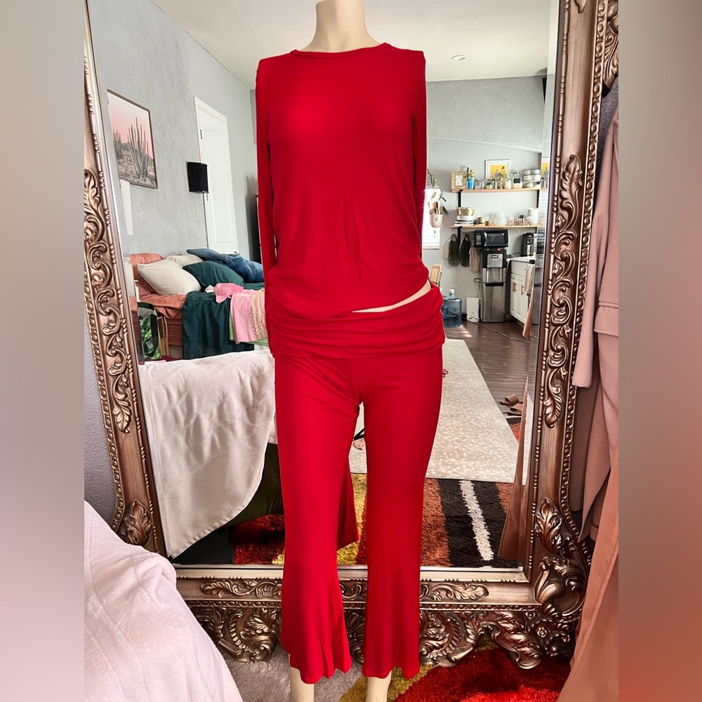 Victoria's Secret Red Wide-Leg modal Lounge Set